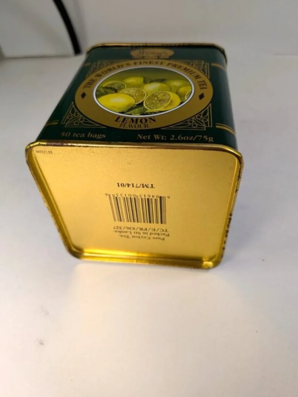 Vintage British Tea Metal Tins Collection 2pc Green & Gold Farmhouse Kitchen
